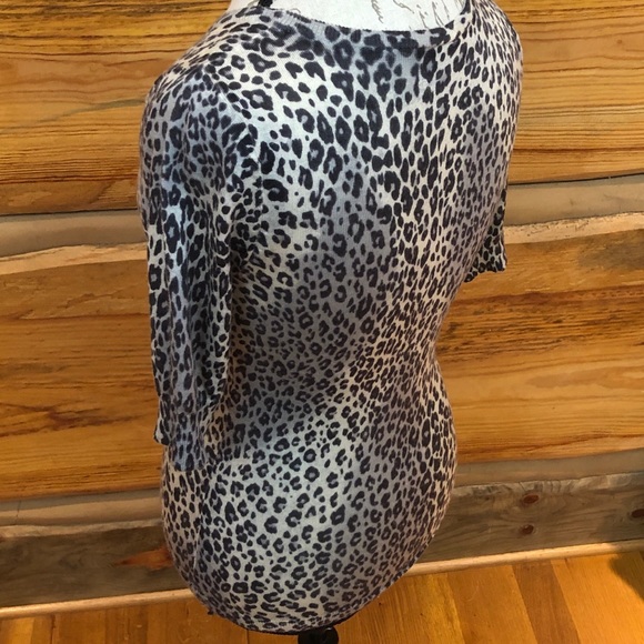 Leopard print short-sleeve sweater Merino wool - Picture 3 of 5
